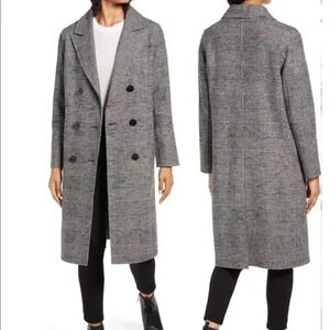 KENNETH COLE NEW YORK Houndstooth Wool Blend Coat Size S